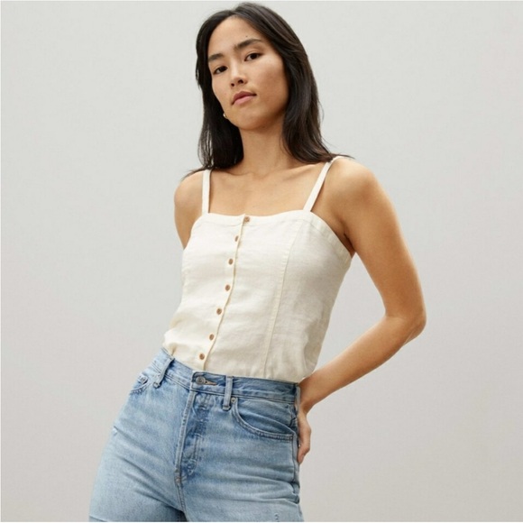 Everlane The Linen Picnic Top in Cream, size 6 - Picture 1 of 4
